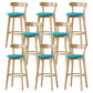 Scandinavian Rubberwood Low Back Barstool Milk Tea Shop Upholstered Stool Lake Blue 8 Piece Set Clearhalo 'Bar Furniture' 'Bar Stools' 'bar_stools' 'furn' 'furn_bar_stools' 'Furniture' 'Kitchen & Dining Furniture' 5154438