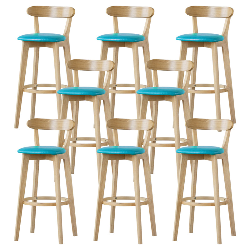 Scandinavian Rubberwood Low Back Barstool Milk Tea Shop Upholstered Stool Lake Blue 8 Piece Set Clearhalo 'Bar Furniture' 'Bar Stools' 'bar_stools' 'furn' 'furn_bar_stools' 'Furniture' 'Kitchen & Dining Furniture' 5154438