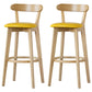 Scandinavian Rubberwood Low Back Barstool Milk Tea Shop Upholstered Stool Yellow 2 Piece Set Clearhalo 'Bar Furniture' 'Bar Stools' 'bar_stools' 'furn' 'furn_bar_stools' 'Furniture' 'Kitchen & Dining Furniture' 5154439