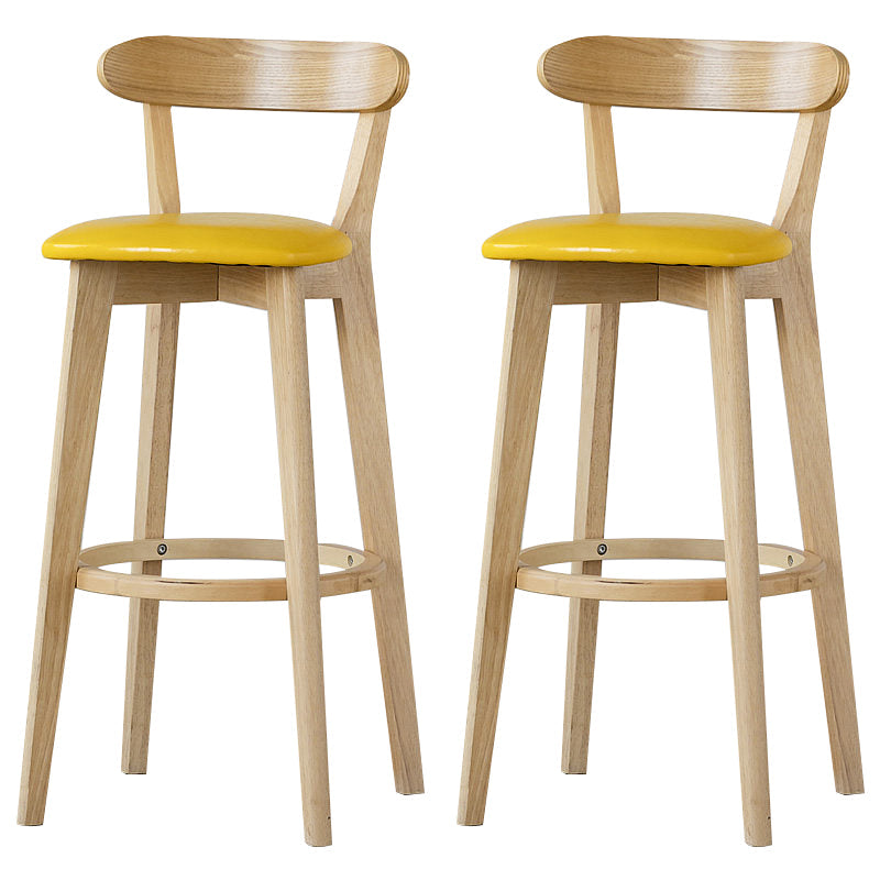 Scandinavian Rubberwood Low Back Barstool Milk Tea Shop Upholstered Stool Yellow 2 Piece Set Clearhalo 'Bar Furniture' 'Bar Stools' 'bar_stools' 'furn' 'furn_bar_stools' 'Furniture' 'Kitchen & Dining Furniture' 5154439