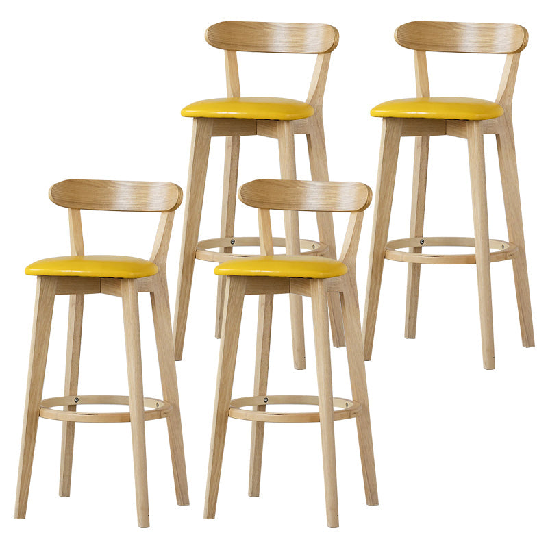 Scandinavian Rubberwood Low Back Barstool Milk Tea Shop Upholstered Stool Yellow 4 Piece Set Clearhalo 'Bar Furniture' 'Bar Stools' 'bar_stools' 'furn' 'furn_bar_stools' 'Furniture' 'Kitchen & Dining Furniture' 5154440