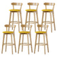 Scandinavian Rubberwood Low Back Barstool Milk Tea Shop Upholstered Stool Yellow 6 Piece Set Clearhalo 'Bar Furniture' 'Bar Stools' 'bar_stools' 'furn' 'furn_bar_stools' 'Furniture' 'Kitchen & Dining Furniture' 5154441