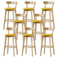 Scandinavian Rubberwood Low Back Barstool Milk Tea Shop Upholstered Stool Yellow 8 Piece Set Clearhalo 'Bar Furniture' 'Bar Stools' 'bar_stools' 'furn' 'furn_bar_stools' 'Furniture' 'Kitchen & Dining Furniture' 5154442