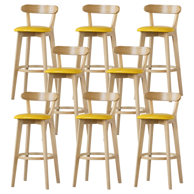 Scandinavian Rubberwood Low Back Barstool Milk Tea Shop Upholstered Stool Yellow 8 Piece Set Clearhalo 'Bar Furniture' 'Bar Stools' 'bar_stools' 'furn' 'furn_bar_stools' 'Furniture' 'Kitchen & Dining Furniture' 5154442