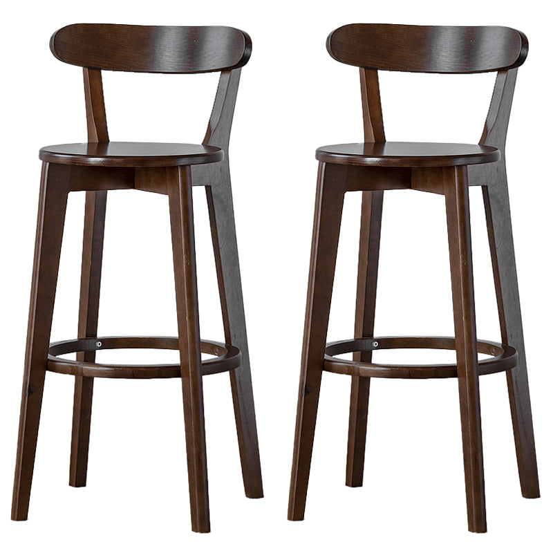 Scandinavian Rubberwood Low Back Barstool Milk Tea Shop Upholstered Stool Walnut 2 Piece Set Clearhalo 'Bar Furniture' 'Bar Stools' 'bar_stools' 'furn' 'furn_bar_stools' 'Furniture' 'Kitchen & Dining Furniture' 5154443