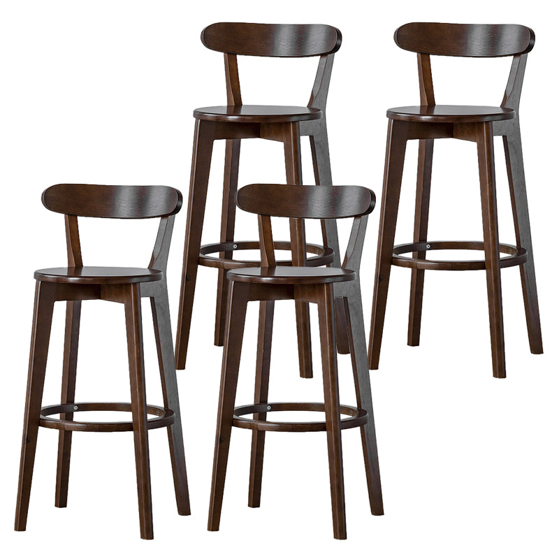 Scandinavian Rubberwood Low Back Barstool Milk Tea Shop Upholstered Stool Walnut 4 Piece Set Clearhalo 'Bar Furniture' 'Bar Stools' 'bar_stools' 'furn' 'furn_bar_stools' 'Furniture' 'Kitchen & Dining Furniture' 5154444