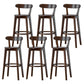 Scandinavian Rubberwood Low Back Barstool Milk Tea Shop Upholstered Stool Walnut 6 Piece Set Clearhalo 'Bar Furniture' 'Bar Stools' 'bar_stools' 'furn' 'furn_bar_stools' 'Furniture' 'Kitchen & Dining Furniture' 5154445