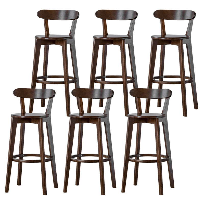 Scandinavian Rubberwood Low Back Barstool Milk Tea Shop Upholstered Stool Walnut 6 Piece Set Clearhalo 'Bar Furniture' 'Bar Stools' 'bar_stools' 'furn' 'furn_bar_stools' 'Furniture' 'Kitchen & Dining Furniture' 5154445