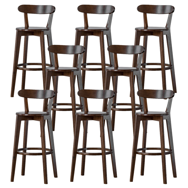 Scandinavian Rubberwood Low Back Barstool Milk Tea Shop Upholstered Stool Walnut 8 Piece Set Clearhalo 'Bar Furniture' 'Bar Stools' 'bar_stools' 'furn' 'furn_bar_stools' 'Furniture' 'Kitchen & Dining Furniture' 5154446
