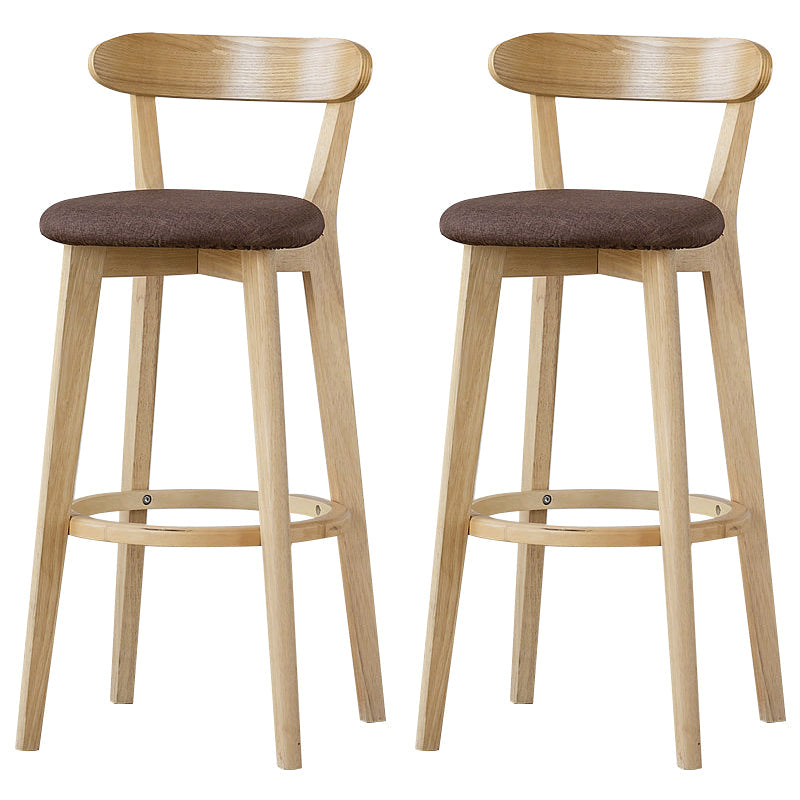 Scandinavian Rubberwood Low Back Barstool Milk Tea Shop Upholstered Stool Coffee 2 Piece Set Clearhalo 'Bar Furniture' 'Bar Stools' 'bar_stools' 'furn' 'furn_bar_stools' 'Furniture' 'Kitchen & Dining Furniture' 5154447