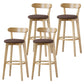 Scandinavian Rubberwood Low Back Barstool Milk Tea Shop Upholstered Stool Coffee 4 Piece Set Clearhalo 'Bar Furniture' 'Bar Stools' 'bar_stools' 'furn' 'furn_bar_stools' 'Furniture' 'Kitchen & Dining Furniture' 5154448