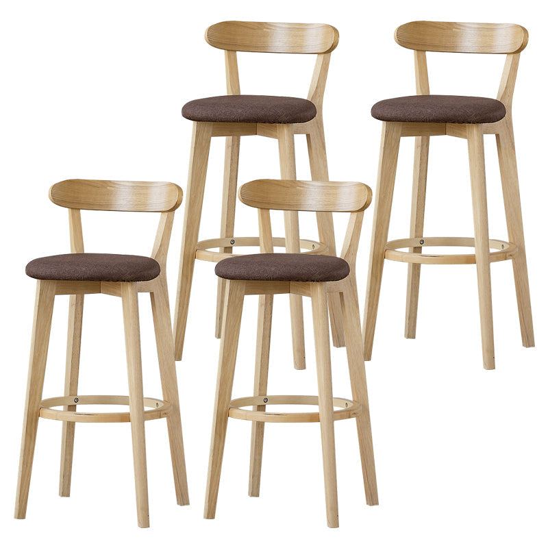 Scandinavian Rubberwood Low Back Barstool Milk Tea Shop Upholstered Stool Coffee 4 Piece Set Clearhalo 'Bar Furniture' 'Bar Stools' 'bar_stools' 'furn' 'furn_bar_stools' 'Furniture' 'Kitchen & Dining Furniture' 5154448