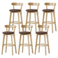 Scandinavian Rubberwood Low Back Barstool Milk Tea Shop Upholstered Stool Coffee 6 Piece Set Clearhalo 'Bar Furniture' 'Bar Stools' 'bar_stools' 'furn' 'furn_bar_stools' 'Furniture' 'Kitchen & Dining Furniture' 5154449