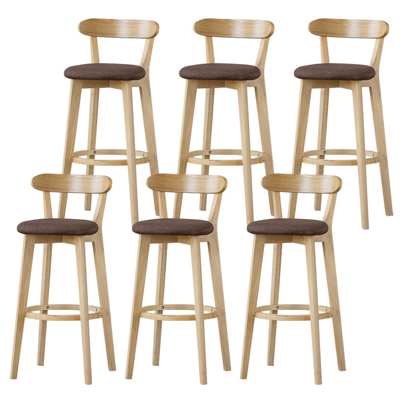 Scandinavian Rubberwood Low Back Barstool Milk Tea Shop Upholstered Stool Coffee 6 Piece Set Clearhalo 'Bar Furniture' 'Bar Stools' 'bar_stools' 'furn' 'furn_bar_stools' 'Furniture' 'Kitchen & Dining Furniture' 5154449