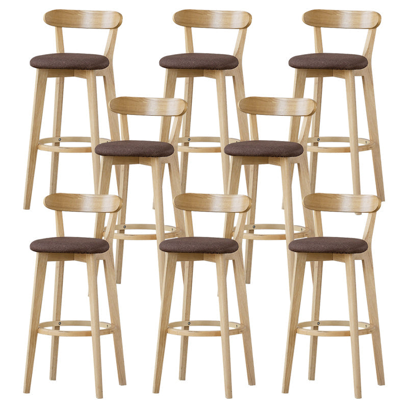 Scandinavian Rubberwood Low Back Barstool Milk Tea Shop Upholstered Stool Coffee 8 Piece Set Clearhalo 'Bar Furniture' 'Bar Stools' 'bar_stools' 'furn' 'furn_bar_stools' 'Furniture' 'Kitchen & Dining Furniture' 5154450