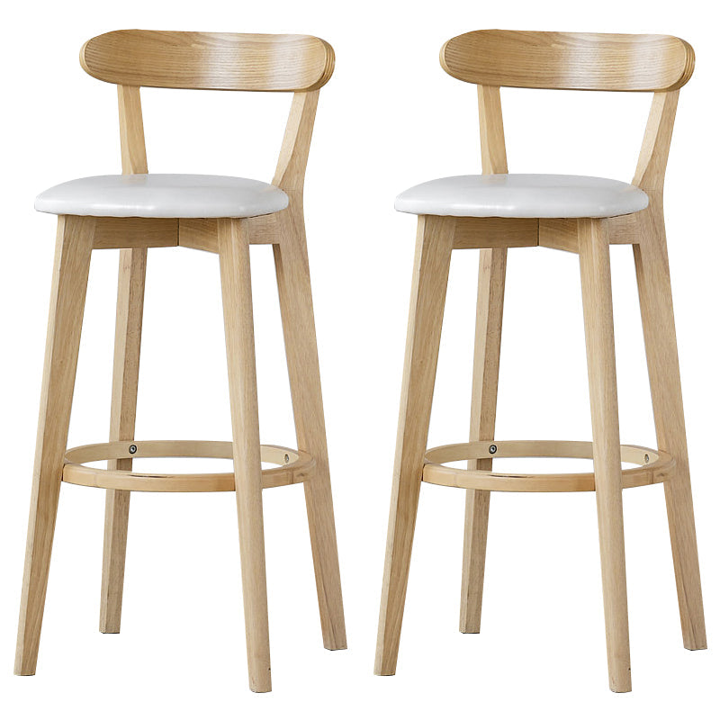 Scandinavian Rubberwood Low Back Barstool Milk Tea Shop Upholstered Stool White 2 Piece Set Clearhalo 'Bar Furniture' 'Bar Stools' 'bar_stools' 'furn' 'furn_bar_stools' 'Furniture' 'Kitchen & Dining Furniture' 5154451