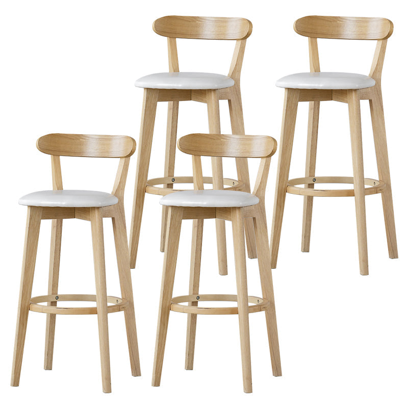 Scandinavian Rubberwood Low Back Barstool Milk Tea Shop Upholstered Stool White 4 Piece Set Clearhalo 'Bar Furniture' 'Bar Stools' 'bar_stools' 'furn' 'furn_bar_stools' 'Furniture' 'Kitchen & Dining Furniture' 5154452