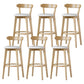 Scandinavian Rubberwood Low Back Barstool Milk Tea Shop Upholstered Stool White 6 Piece Set Clearhalo 'Bar Furniture' 'Bar Stools' 'bar_stools' 'furn' 'furn_bar_stools' 'Furniture' 'Kitchen & Dining Furniture' 5154453