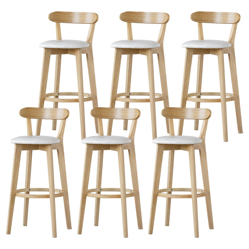 Scandinavian Rubberwood Low Back Barstool Milk Tea Shop Upholstered Stool White 6 Piece Set Clearhalo 'Bar Furniture' 'Bar Stools' 'bar_stools' 'furn' 'furn_bar_stools' 'Furniture' 'Kitchen & Dining Furniture' 5154453