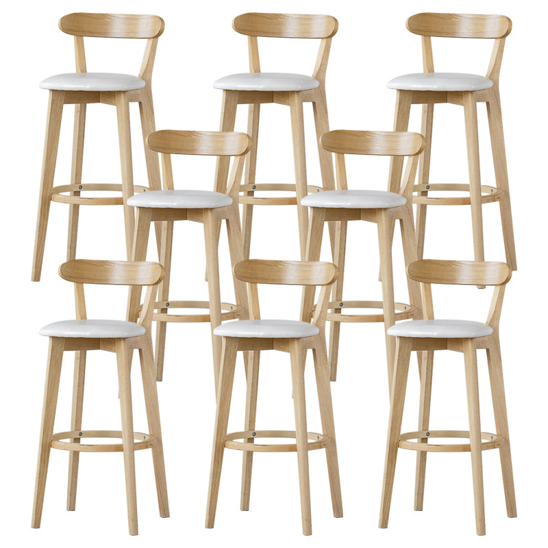 Scandinavian Rubberwood Low Back Barstool Milk Tea Shop Upholstered Stool White 8 Piece Set Clearhalo 'Bar Furniture' 'Bar Stools' 'bar_stools' 'furn' 'furn_bar_stools' 'Furniture' 'Kitchen & Dining Furniture' 5154454