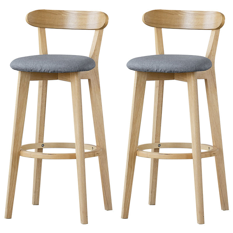 Scandinavian Rubberwood Low Back Barstool Milk Tea Shop Upholstered Stool Smoke Gray 2 Piece Set Clearhalo 'Bar Furniture' 'Bar Stools' 'bar_stools' 'furn' 'furn_bar_stools' 'Furniture' 'Kitchen & Dining Furniture' 5154455