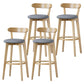 Scandinavian Rubberwood Low Back Barstool Milk Tea Shop Upholstered Stool Smoke Gray 4 Piece Set Clearhalo 'Bar Furniture' 'Bar Stools' 'bar_stools' 'furn' 'furn_bar_stools' 'Furniture' 'Kitchen & Dining Furniture' 5154456