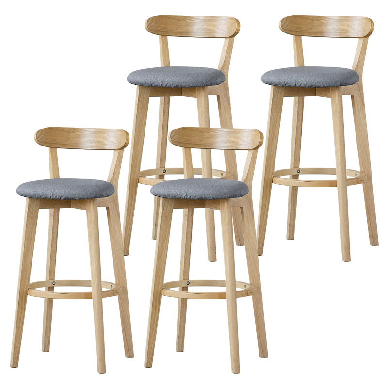 Scandinavian Rubberwood Low Back Barstool Milk Tea Shop Upholstered Stool Smoke Gray 4 Piece Set Clearhalo 'Bar Furniture' 'Bar Stools' 'bar_stools' 'furn' 'furn_bar_stools' 'Furniture' 'Kitchen & Dining Furniture' 5154456