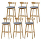 Scandinavian Rubberwood Low Back Barstool Milk Tea Shop Upholstered Stool Smoke Gray 6 Piece Set Clearhalo 'Bar Furniture' 'Bar Stools' 'bar_stools' 'furn' 'furn_bar_stools' 'Furniture' 'Kitchen & Dining Furniture' 5154457