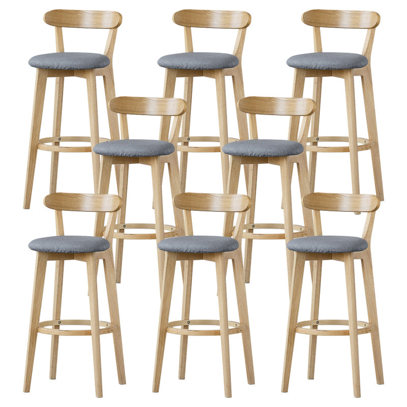Scandinavian Rubberwood Low Back Barstool Milk Tea Shop Upholstered Stool Smoke Gray 8 Piece Set Clearhalo 'Bar Furniture' 'Bar Stools' 'bar_stools' 'furn' 'furn_bar_stools' 'Furniture' 'Kitchen & Dining Furniture' 5154458