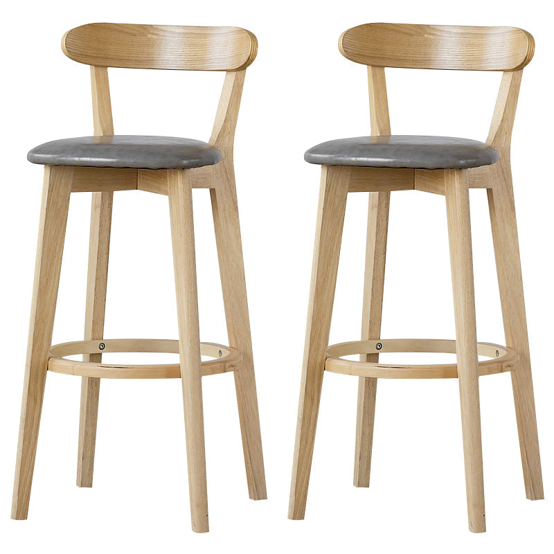 Scandinavian Rubberwood Low Back Barstool Milk Tea Shop Upholstered Stool Grey 2 Piece Set Clearhalo 'Bar Furniture' 'Bar Stools' 'bar_stools' 'furn' 'furn_bar_stools' 'Furniture' 'Kitchen & Dining Furniture' 5154459