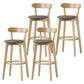 Scandinavian Rubberwood Low Back Barstool Milk Tea Shop Upholstered Stool Grey 4 Piece Set Clearhalo 'Bar Furniture' 'Bar Stools' 'bar_stools' 'furn' 'furn_bar_stools' 'Furniture' 'Kitchen & Dining Furniture' 5154460