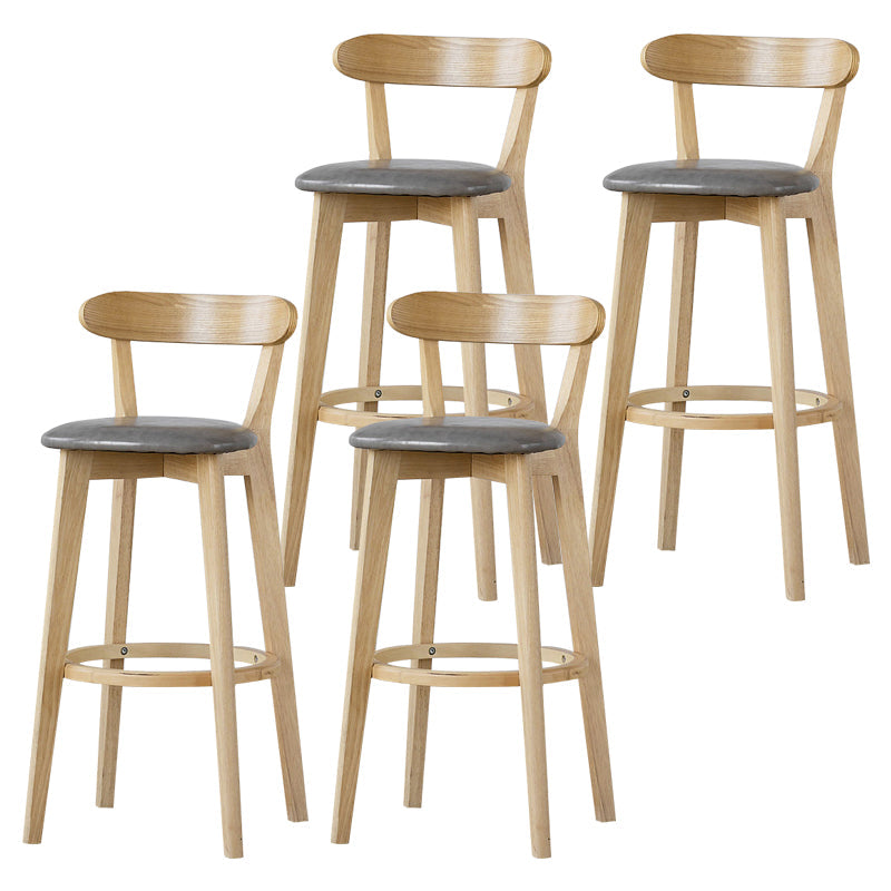 Scandinavian Rubberwood Low Back Barstool Milk Tea Shop Upholstered Stool Grey 4 Piece Set Clearhalo 'Bar Furniture' 'Bar Stools' 'bar_stools' 'furn' 'furn_bar_stools' 'Furniture' 'Kitchen & Dining Furniture' 5154460