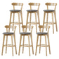 Scandinavian Rubberwood Low Back Barstool Milk Tea Shop Upholstered Stool Grey 6 Piece Set Clearhalo 'Bar Furniture' 'Bar Stools' 'bar_stools' 'furn' 'furn_bar_stools' 'Furniture' 'Kitchen & Dining Furniture' 5154461