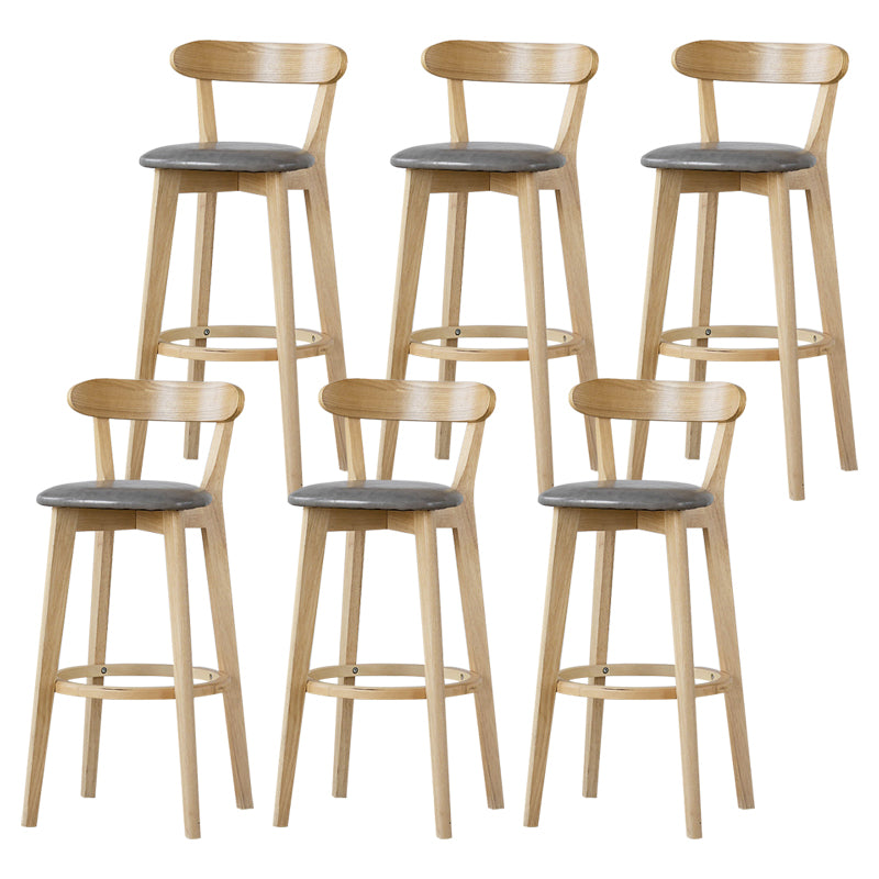 Scandinavian Rubberwood Low Back Barstool Milk Tea Shop Upholstered Stool Grey 6 Piece Set Clearhalo 'Bar Furniture' 'Bar Stools' 'bar_stools' 'furn' 'furn_bar_stools' 'Furniture' 'Kitchen & Dining Furniture' 5154461