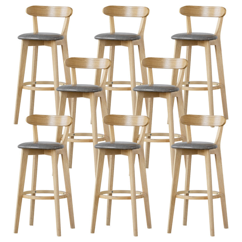 Scandinavian Rubberwood Low Back Barstool Milk Tea Shop Upholstered Stool Grey 8 Piece Set Clearhalo 'Bar Furniture' 'Bar Stools' 'bar_stools' 'furn' 'furn_bar_stools' 'Furniture' 'Kitchen & Dining Furniture' 5154462