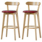 Scandinavian Rubberwood Low Back Barstool Milk Tea Shop Upholstered Stool Red 2 Piece Set Clearhalo 'Bar Furniture' 'Bar Stools' 'bar_stools' 'furn' 'furn_bar_stools' 'Furniture' 'Kitchen & Dining Furniture' 5154463