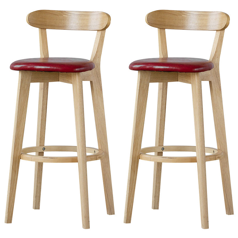 Scandinavian Rubberwood Low Back Barstool Milk Tea Shop Upholstered Stool Red 2 Piece Set Clearhalo 'Bar Furniture' 'Bar Stools' 'bar_stools' 'furn' 'furn_bar_stools' 'Furniture' 'Kitchen & Dining Furniture' 5154463