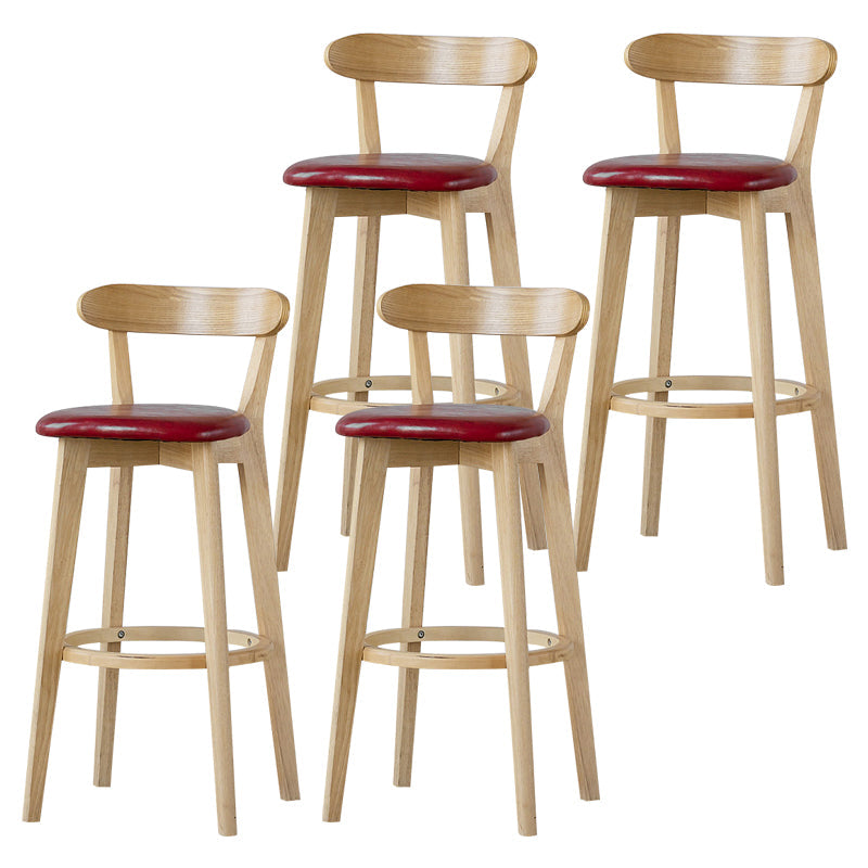 Scandinavian Rubberwood Low Back Barstool Milk Tea Shop Upholstered Stool Red 4 Piece Set Clearhalo 'Bar Furniture' 'Bar Stools' 'bar_stools' 'furn' 'furn_bar_stools' 'Furniture' 'Kitchen & Dining Furniture' 5154464