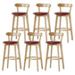 Scandinavian Rubberwood Low Back Barstool Milk Tea Shop Upholstered Stool Red 6 Piece Set Clearhalo 'Bar Furniture' 'Bar Stools' 'bar_stools' 'furn' 'furn_bar_stools' 'Furniture' 'Kitchen & Dining Furniture' 5154465