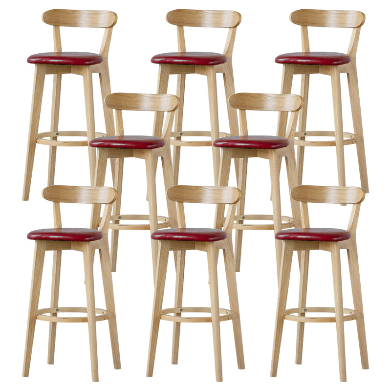 Scandinavian Rubberwood Low Back Barstool Milk Tea Shop Upholstered Stool Red 8 Piece Set Clearhalo 'Bar Furniture' 'Bar Stools' 'bar_stools' 'furn' 'furn_bar_stools' 'Furniture' 'Kitchen & Dining Furniture' 5154466