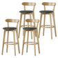 Scandinavian Rubberwood Low Back Barstool Milk Tea Shop Upholstered Stool Blackish Green 4 Piece Set Clearhalo 'Bar Furniture' 'Bar Stools' 'bar_stools' 'furn' 'furn_bar_stools' 'Furniture' 'Kitchen & Dining Furniture' 5154468