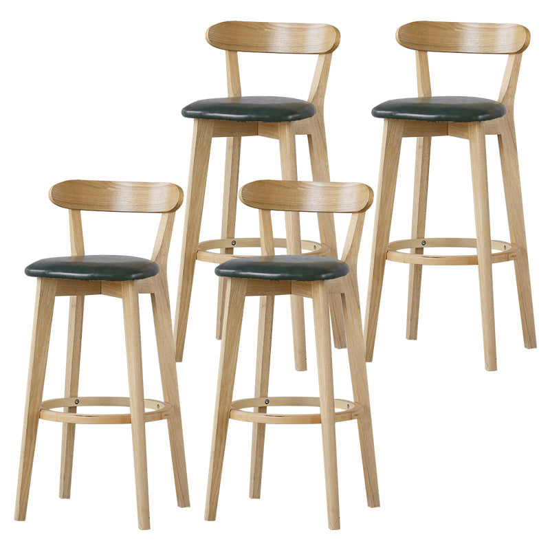 Scandinavian Rubberwood Low Back Barstool Milk Tea Shop Upholstered Stool Blackish Green 4 Piece Set Clearhalo 'Bar Furniture' 'Bar Stools' 'bar_stools' 'furn' 'furn_bar_stools' 'Furniture' 'Kitchen & Dining Furniture' 5154468