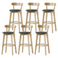 Scandinavian Rubberwood Low Back Barstool Milk Tea Shop Upholstered Stool Blackish Green 6 Piece Set Clearhalo 'Bar Furniture' 'Bar Stools' 'bar_stools' 'furn' 'furn_bar_stools' 'Furniture' 'Kitchen & Dining Furniture' 5154469