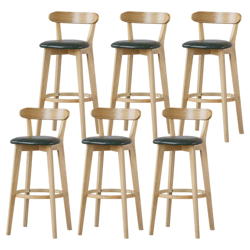 Scandinavian Rubberwood Low Back Barstool Milk Tea Shop Upholstered Stool Blackish Green 6 Piece Set Clearhalo 'Bar Furniture' 'Bar Stools' 'bar_stools' 'furn' 'furn_bar_stools' 'Furniture' 'Kitchen & Dining Furniture' 5154469