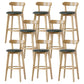 Scandinavian Rubberwood Low Back Barstool Milk Tea Shop Upholstered Stool Blackish Green 8 Piece Set Clearhalo 'Bar Furniture' 'Bar Stools' 'bar_stools' 'furn' 'furn_bar_stools' 'Furniture' 'Kitchen & Dining Furniture' 5154470