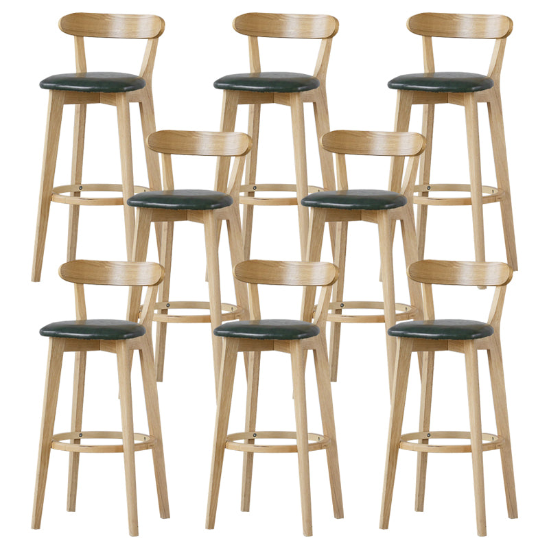 Scandinavian Rubberwood Low Back Barstool Milk Tea Shop Upholstered Stool Blackish Green 8 Piece Set Clearhalo 'Bar Furniture' 'Bar Stools' 'bar_stools' 'furn' 'furn_bar_stools' 'Furniture' 'Kitchen & Dining Furniture' 5154470