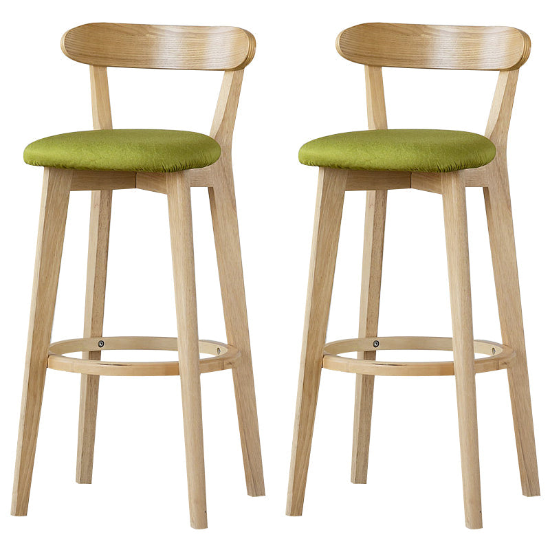 Scandinavian Rubberwood Low Back Barstool Milk Tea Shop Upholstered Stool Green 2 Piece Set Clearhalo 'Bar Furniture' 'Bar Stools' 'bar_stools' 'furn' 'furn_bar_stools' 'Furniture' 'Kitchen & Dining Furniture' 5154471