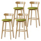 Scandinavian Rubberwood Low Back Barstool Milk Tea Shop Upholstered Stool Green 4 Piece Set Clearhalo 'Bar Furniture' 'Bar Stools' 'bar_stools' 'furn' 'furn_bar_stools' 'Furniture' 'Kitchen & Dining Furniture' 5154472