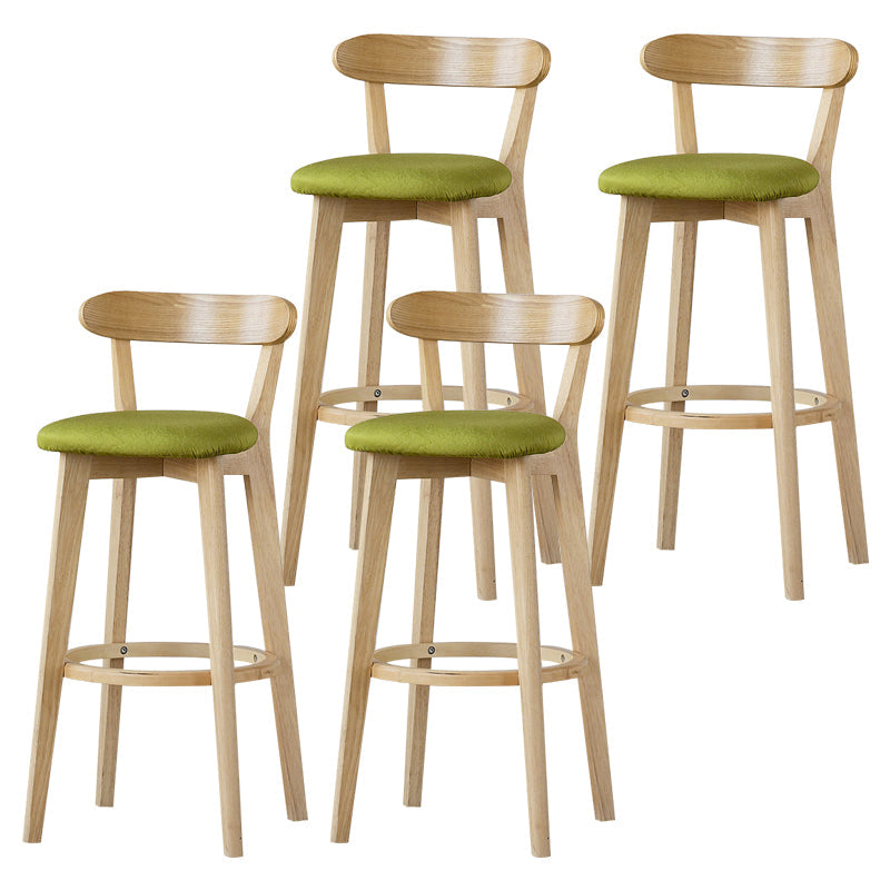 Scandinavian Rubberwood Low Back Barstool Milk Tea Shop Upholstered Stool Green 4 Piece Set Clearhalo 'Bar Furniture' 'Bar Stools' 'bar_stools' 'furn' 'furn_bar_stools' 'Furniture' 'Kitchen & Dining Furniture' 5154472
