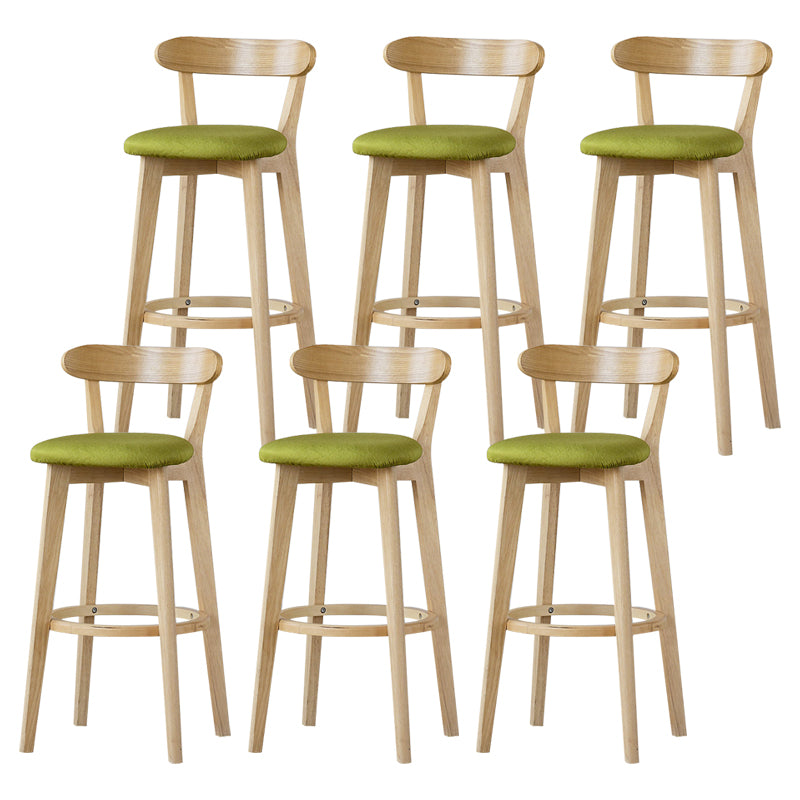 Scandinavian Rubberwood Low Back Barstool Milk Tea Shop Upholstered Stool Green 6 Piece Set Clearhalo 'Bar Furniture' 'Bar Stools' 'bar_stools' 'furn' 'furn_bar_stools' 'Furniture' 'Kitchen & Dining Furniture' 5154473